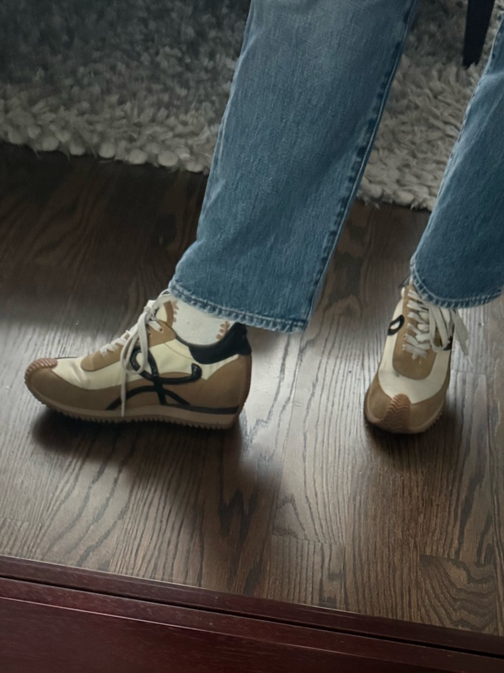 Loewe Beige, Cream & Black Leather Sneakers